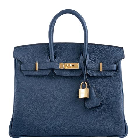 Hermes Birkin 25 Bleu De Prusse Togo Gold 